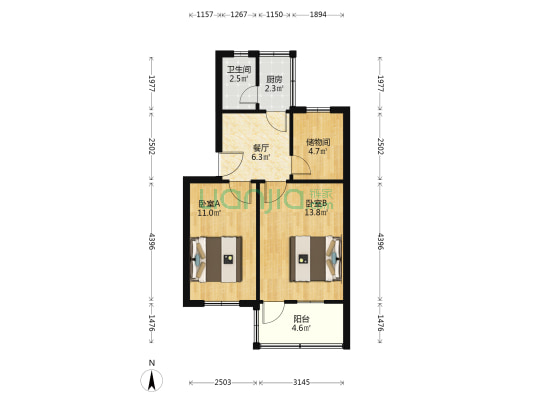 铜山第一水泥厂宿舍 2室1厅1卫 56平方