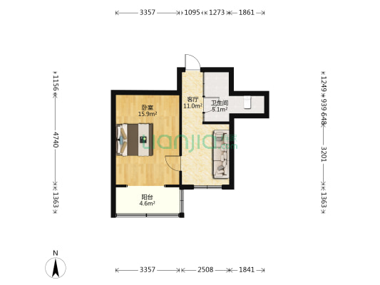 姚园寺巷 1室1厅1卫 41平方