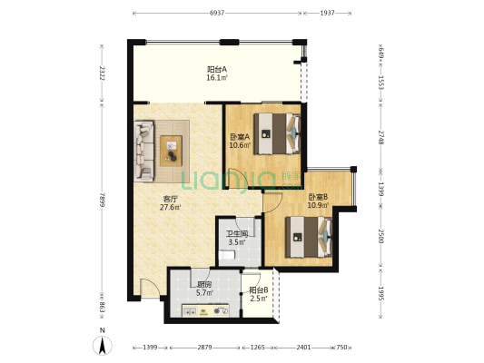 北城映像 2室1厅1卫 78平方