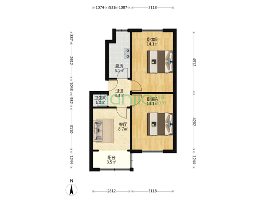 康复前街60号 2室1厅1卫 61平方