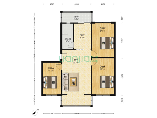 三强南路一段72号 3室2厅1卫 98平方