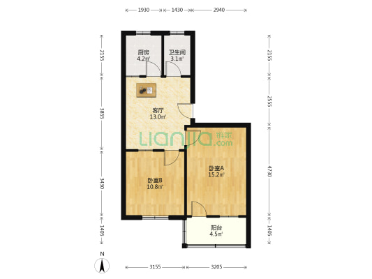 华中西路30号 2室1厅1卫 64平方