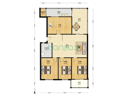 安徽警官职业学院东区 4室2厅1卫 122平方