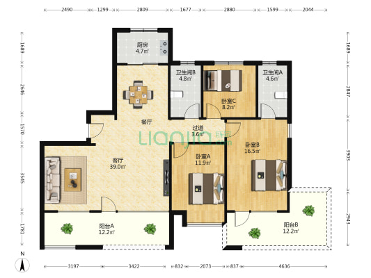 海那城洋房世家 3室1厅2卫 157平方