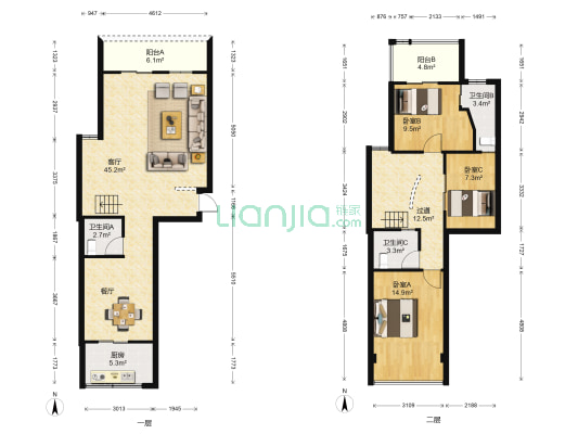 名郡 3室1厅3卫 127平方