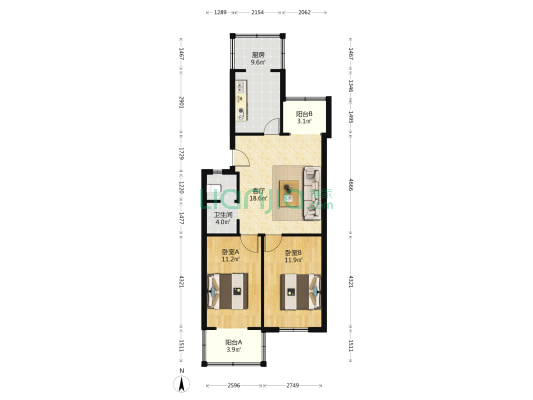 胡家庙工人文化宫家属院 2室1厅1卫 77平方
