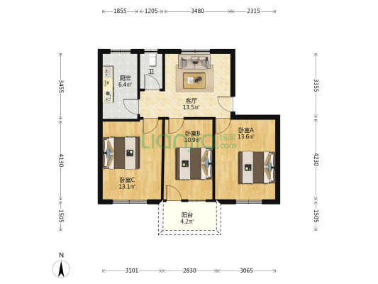 苏家潭 3室1厅1卫 74平方