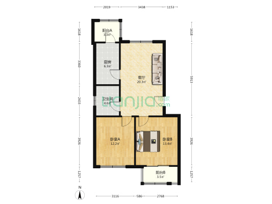 金溪园 2室1厅1卫 81平方