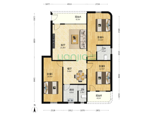 金泰楼 3室2厅2卫 118平方