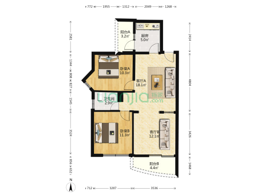 金溪大厦 2室2厅1卫 75平方