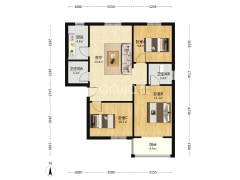 天保郦景南北三居室，毛坯随意装修-涿州天保郦景户型图