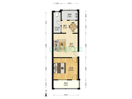 省科学器材公司宿舍 1室2厅1卫 47平方