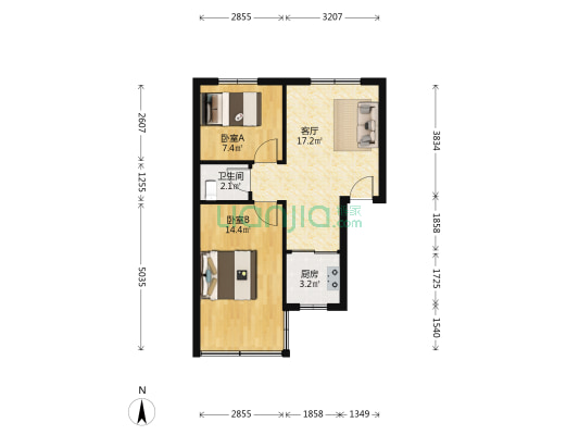 新五冷小区 2室1厅1卫 59平方