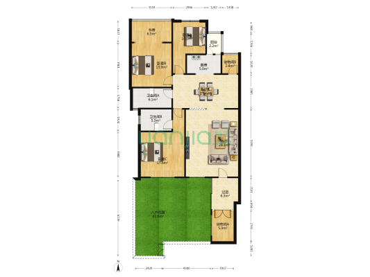万辉星城绿薇堡 4室2厅2卫 127平方