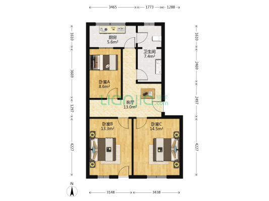 柳泉路西二巷10号 3室1厅1卫 84平方
