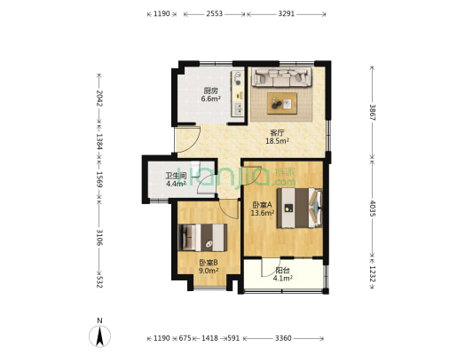 湖滨华城喜庆苑 2室1厅1卫 74平方