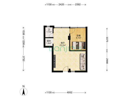 南一小区 1室1厅1卫 50平方