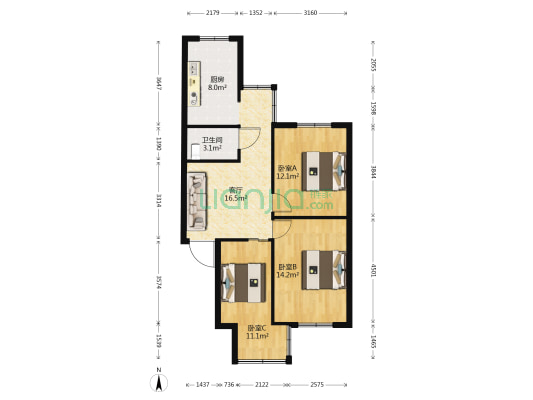 电力巷 3室1厅1卫 80平方