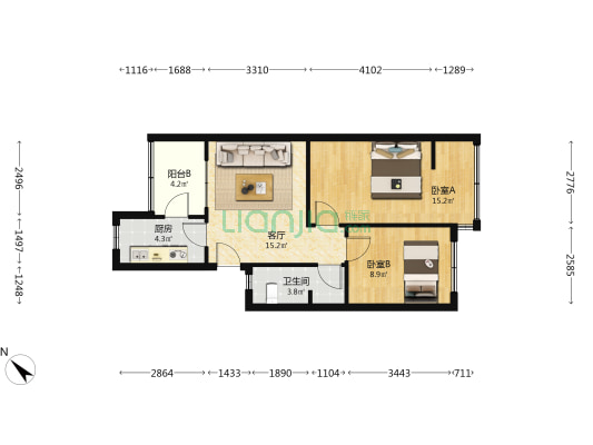 小学路31号 2室1厅1卫 62平方