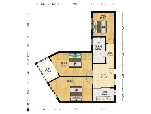 霍山大楼 3室1厅1卫 93平方