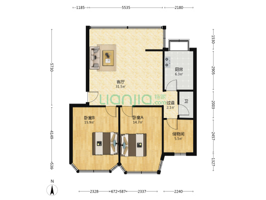 新福路38号 2室1厅1卫 85平方