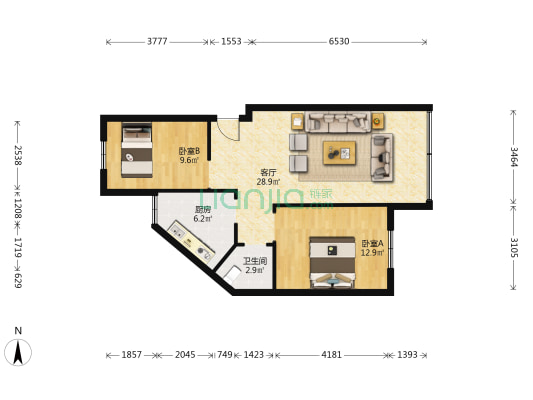 江山公寓 2室1厅1卫 69平方