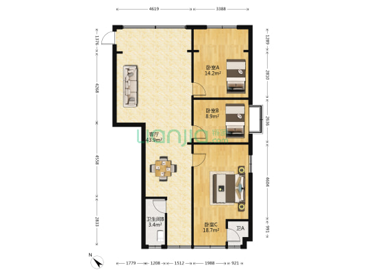 博雅公寓 3室1厅2卫 115平方