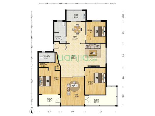 龙园西路 4室2厅2卫 158平方