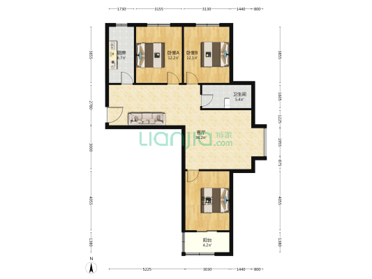 上湖名郡 3室1厅1卫 122平方