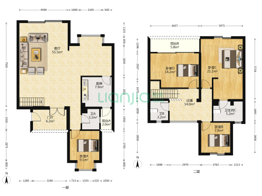 泓坊河畔 4室1厅3卫 196平方