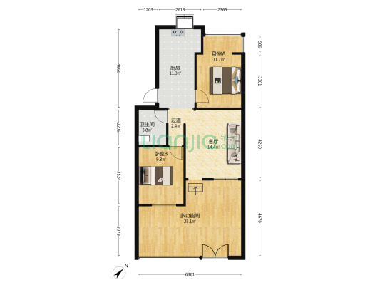 新迎小区十组团 3室1厅1卫 91平方