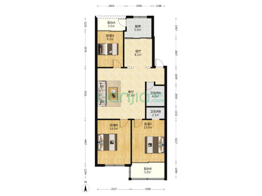 大道北街50-72号（双号） 3室2厅2卫 110平方