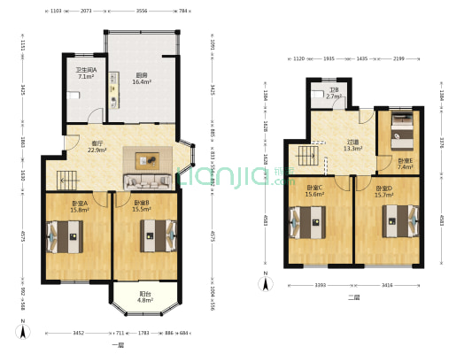 阳光花园 5室1厅2卫 147平方