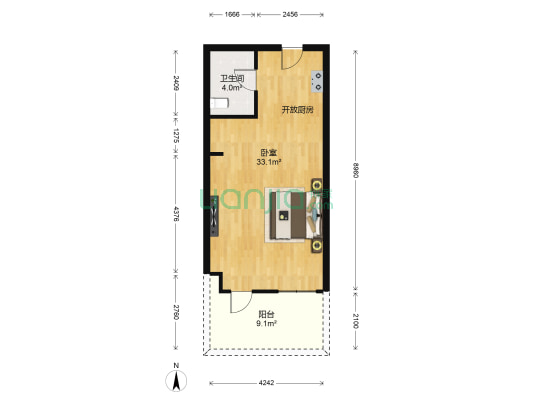 福融天地广场 1室0厅1卫 67平方