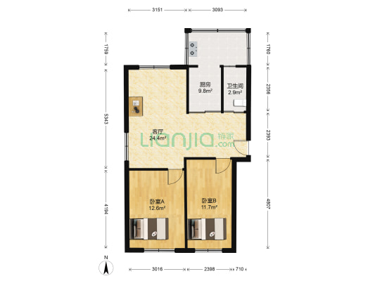 输油小区 2室1厅1卫 85平方
