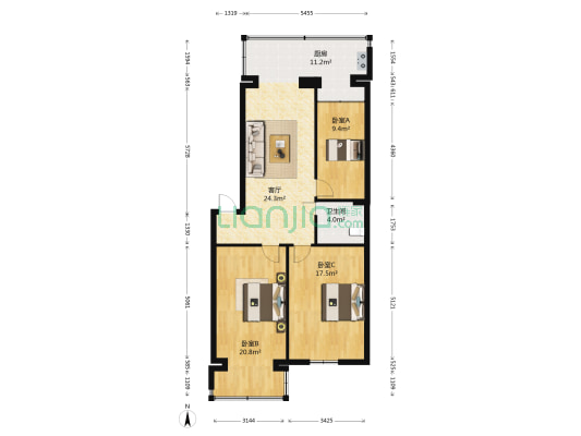 远东商住一期 3室1厅1卫 102平方