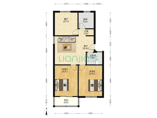 二环新村 2室2厅1卫 89平方