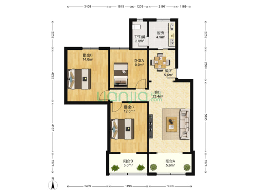 天涯石南街36号 3室2厅1卫 95平方