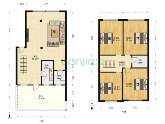 光明路二段240号 4室1厅2卫 166平方