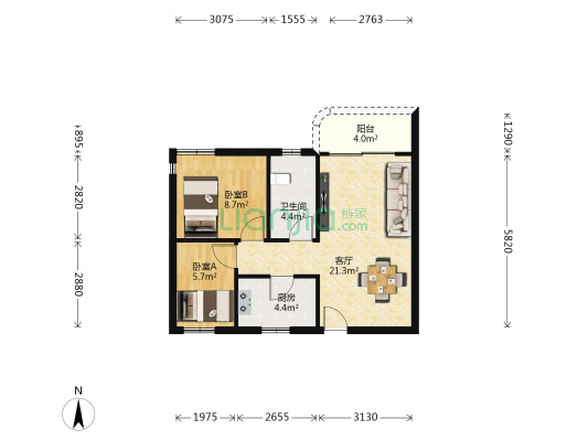碧晖苑 2室1厅1卫 60平方