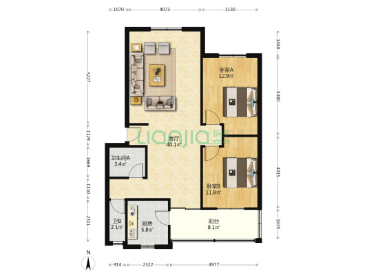 棠中路四段43号 2室1厅2卫 94平方