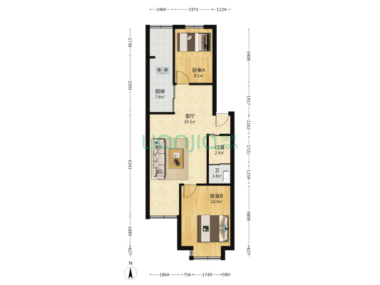 博雅园 2室1厅1卫 71平方