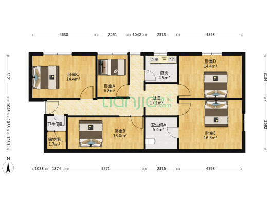 涟源百货城 5室0厅2卫 113平方