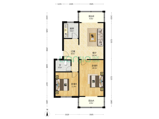 太中东街41号 2室1厅1卫 93平方