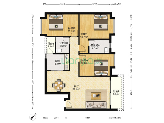 增城一品山湖 3室1厅2卫 105平方