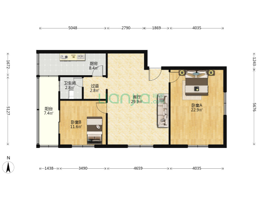 泰兴街1号 2室1厅1卫 99平方