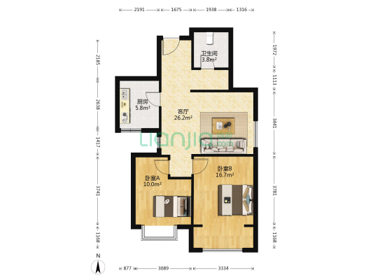 新塘组团佳成苑 2室1厅1卫 91平方