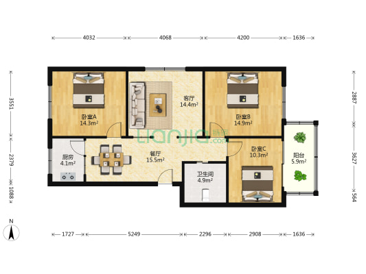 中兴北路130号 3室2厅1卫 102平方