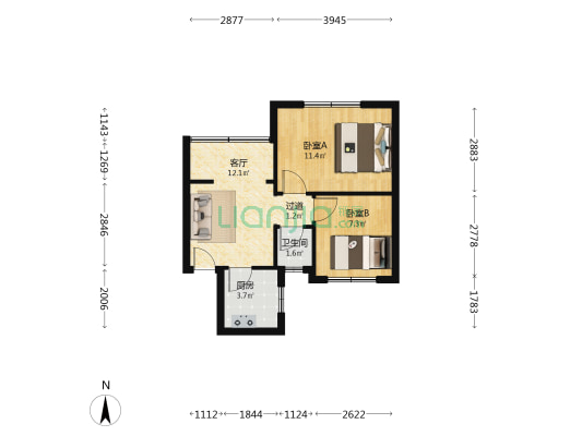 白鹤园 2室1厅1卫 47平方