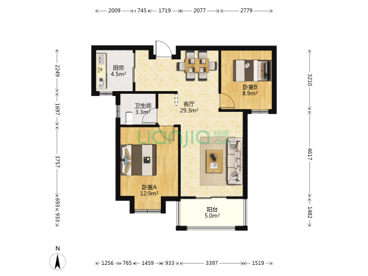 黄狮海湾 2室1厅1卫 88平方